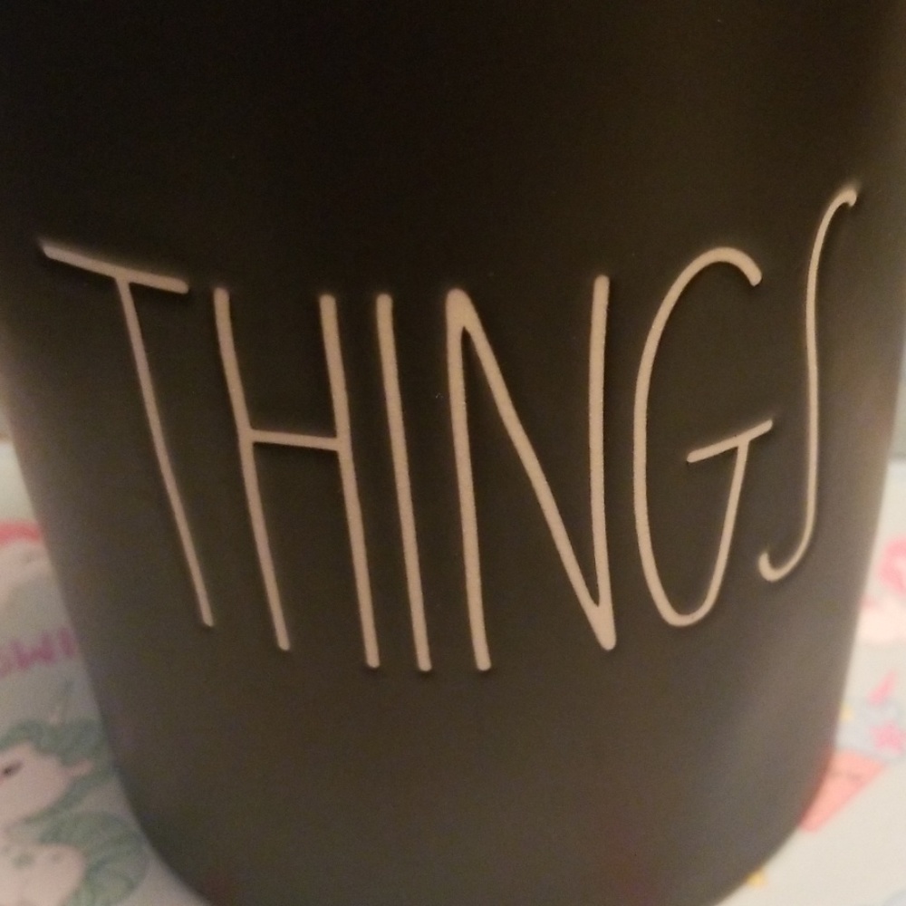 Brand new Rae Dunn  black "THINGS"  container - Picture 2 of 5